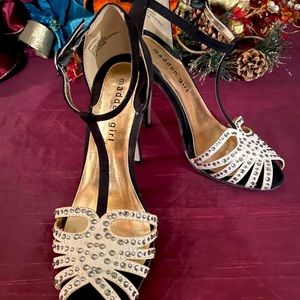 Ivory and Black Suede Heels